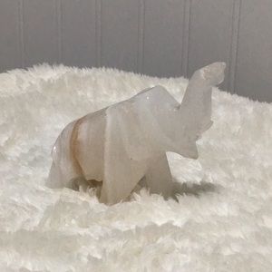 Vintage Onyx Hand Carved Elephant